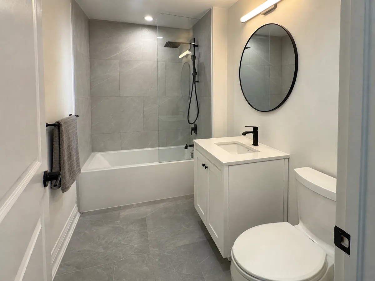 Example finished bathroom project photo shown on Northline Kitchens's card