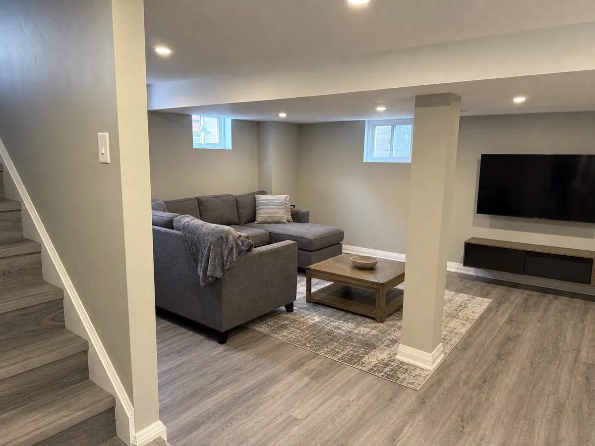 Example finished basement project photo shown on Northline Kitchens's card